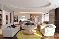 Thiết kế căn hộ gỗ Sồi gam màu vàng - cam ốp 3D nhà anh Hải - chung cư IPH, Xuân Thuỷ
